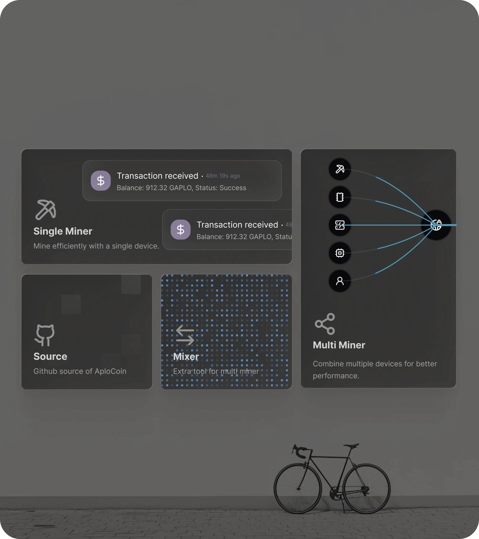 Admin dashboard of the Aplocoin ecosystem displaying network activity, staking pools and blockchain metrics in real time.