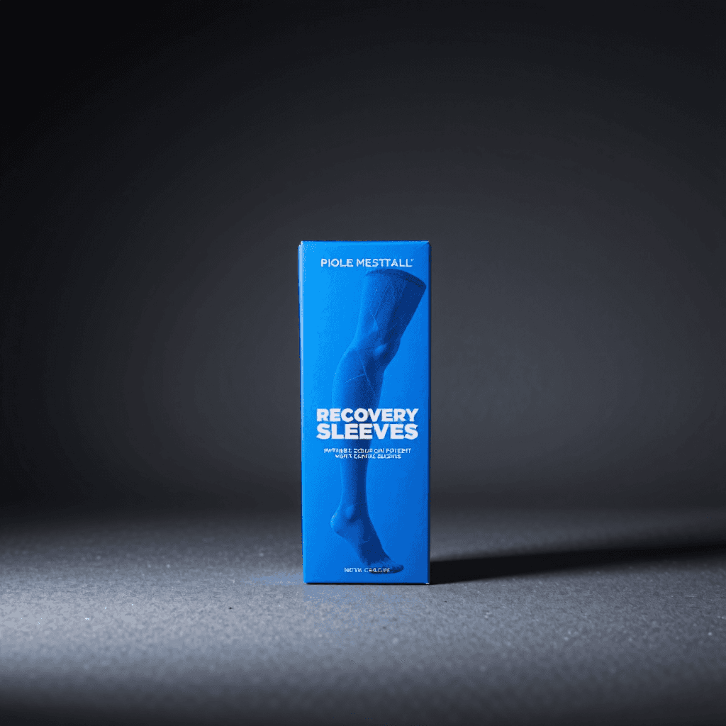 product photography of a box of recovery sleeves designed for muscle recovery