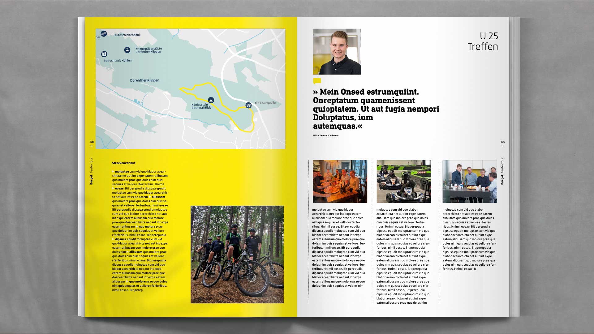 Layout mit Mitarbeiterporträts und regionalen Einblicken – zeigt die persönliche Seite des Bauunternehmens Börgel und stärkt das Employer Branding.