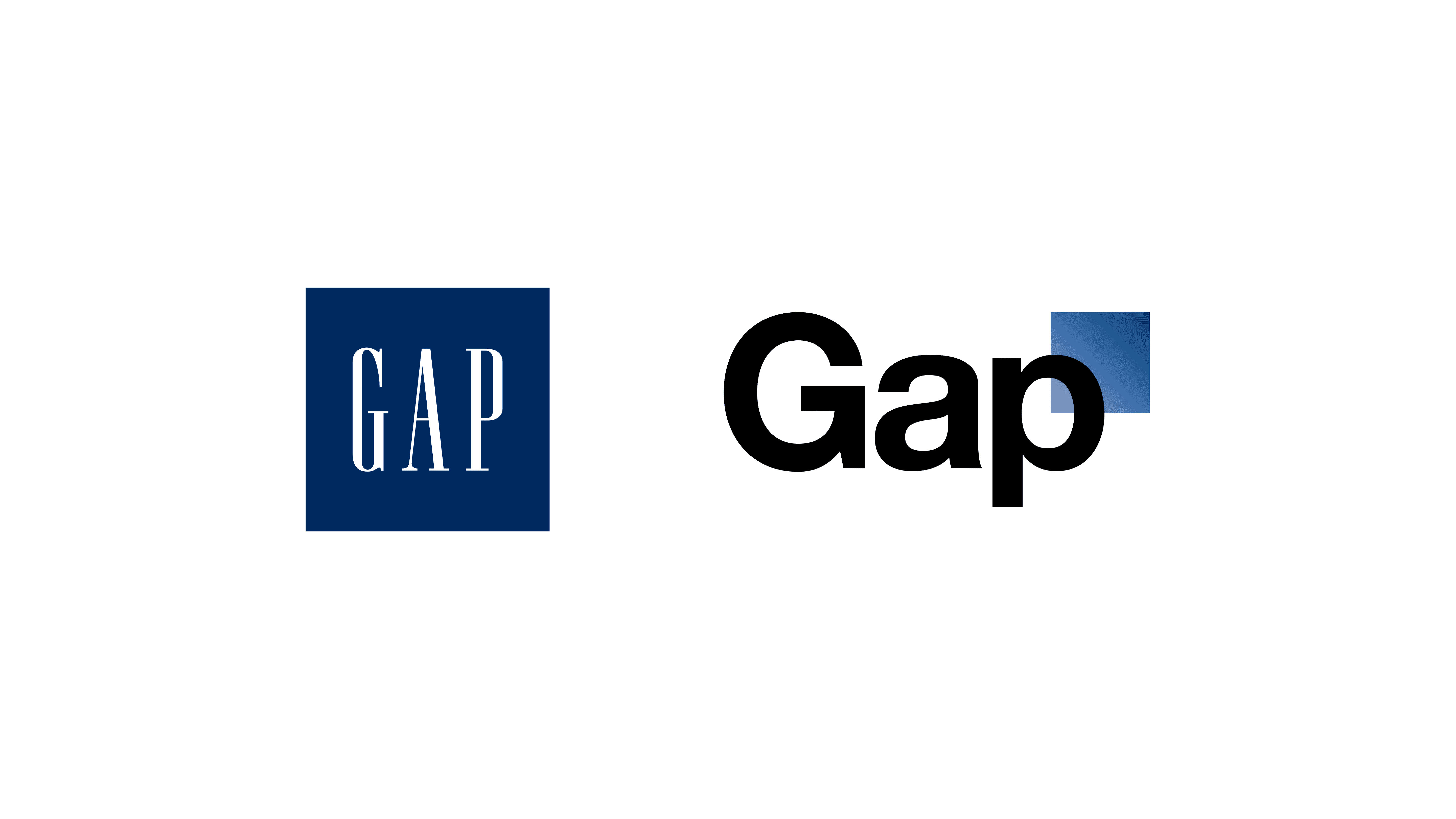 A side-by-side view of GAP’s classic logo and a later rebrand that was ultimately reversed, highlighting how logo changes can impact brand recognition.