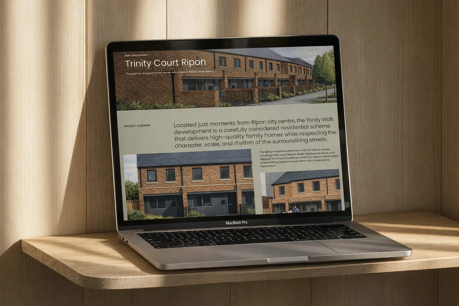 Website showing on laptop