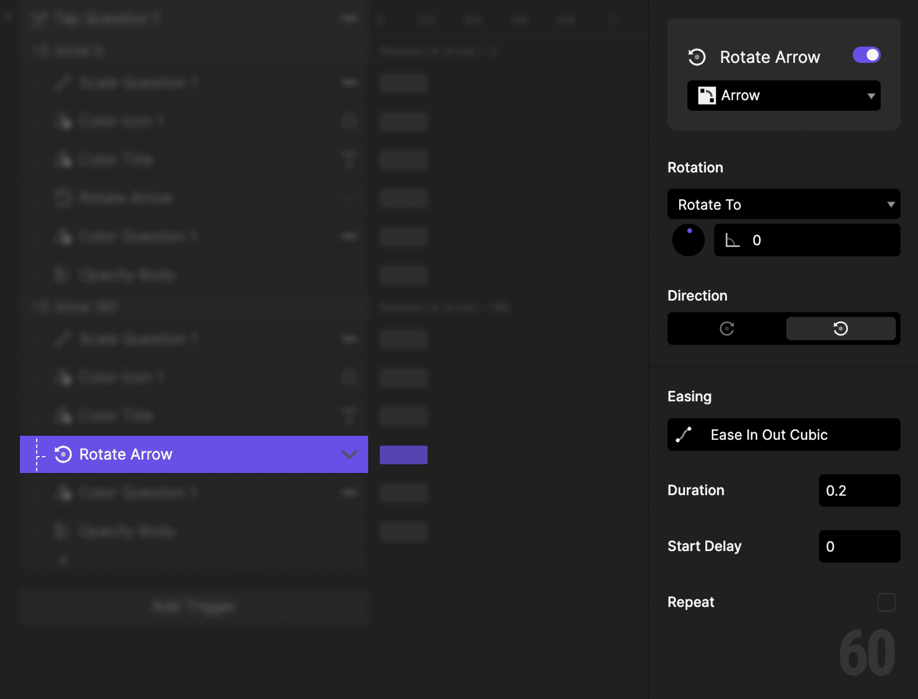 This is a screenshot of Step 13: Reset arrow rotation.