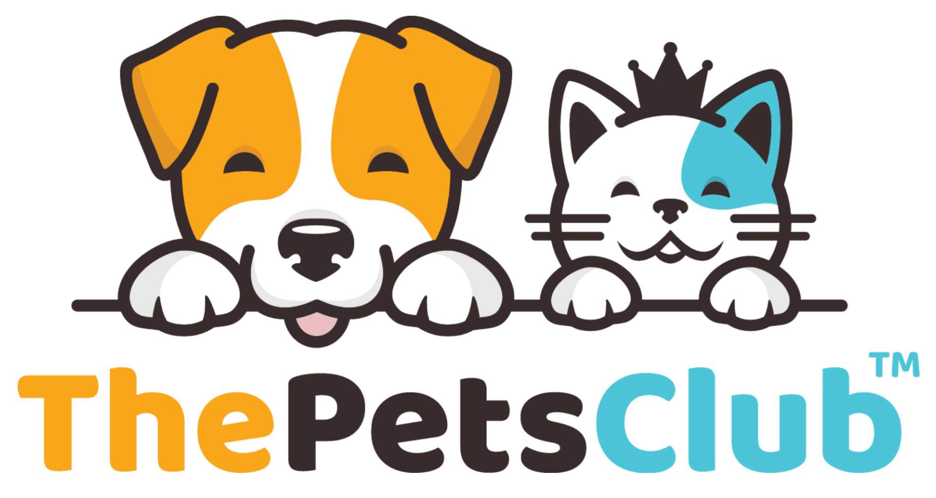 The Pets Club logo with a dog and a cat with a crown.