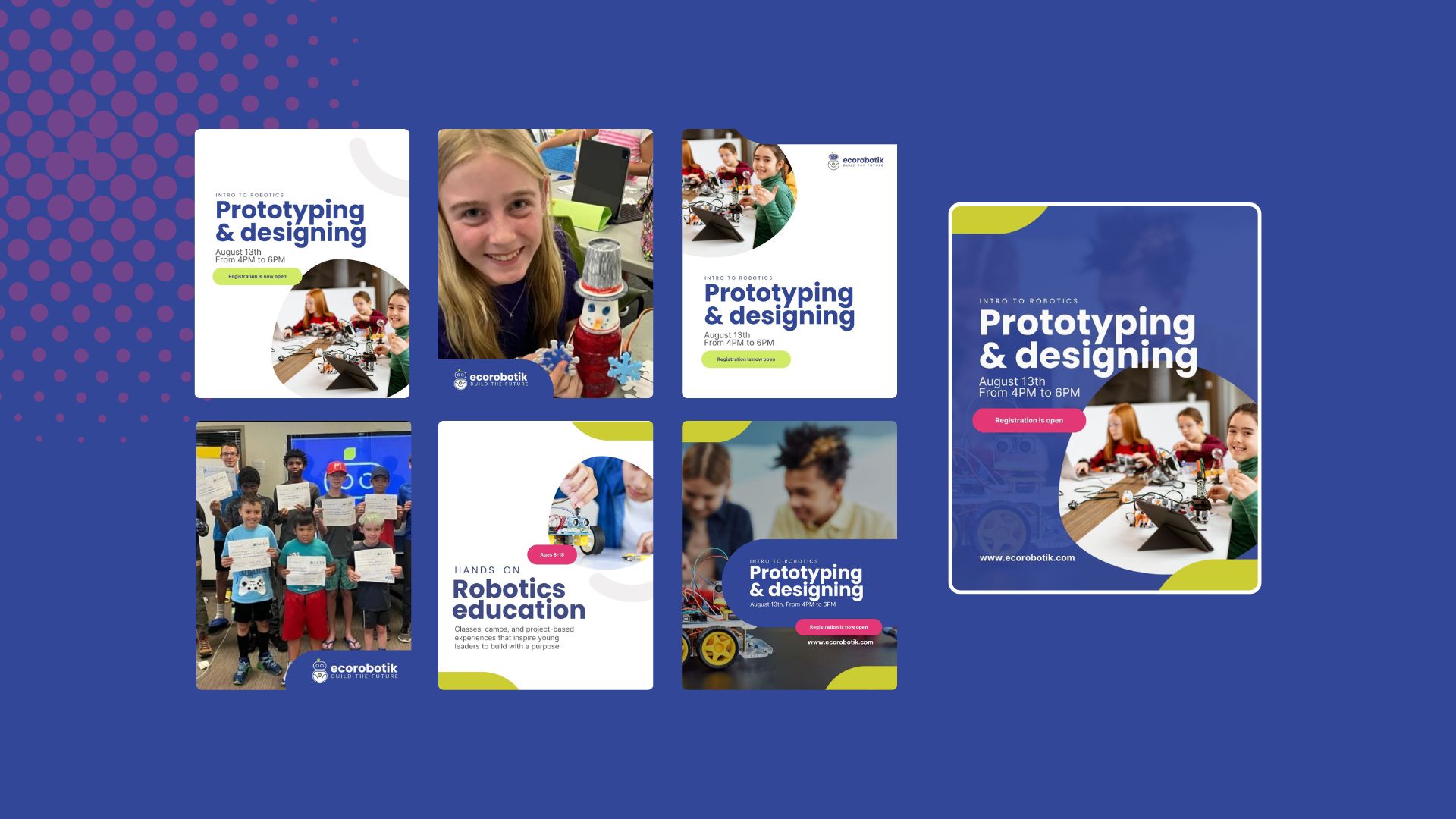 Instagram post templates designed for Ecorobotik