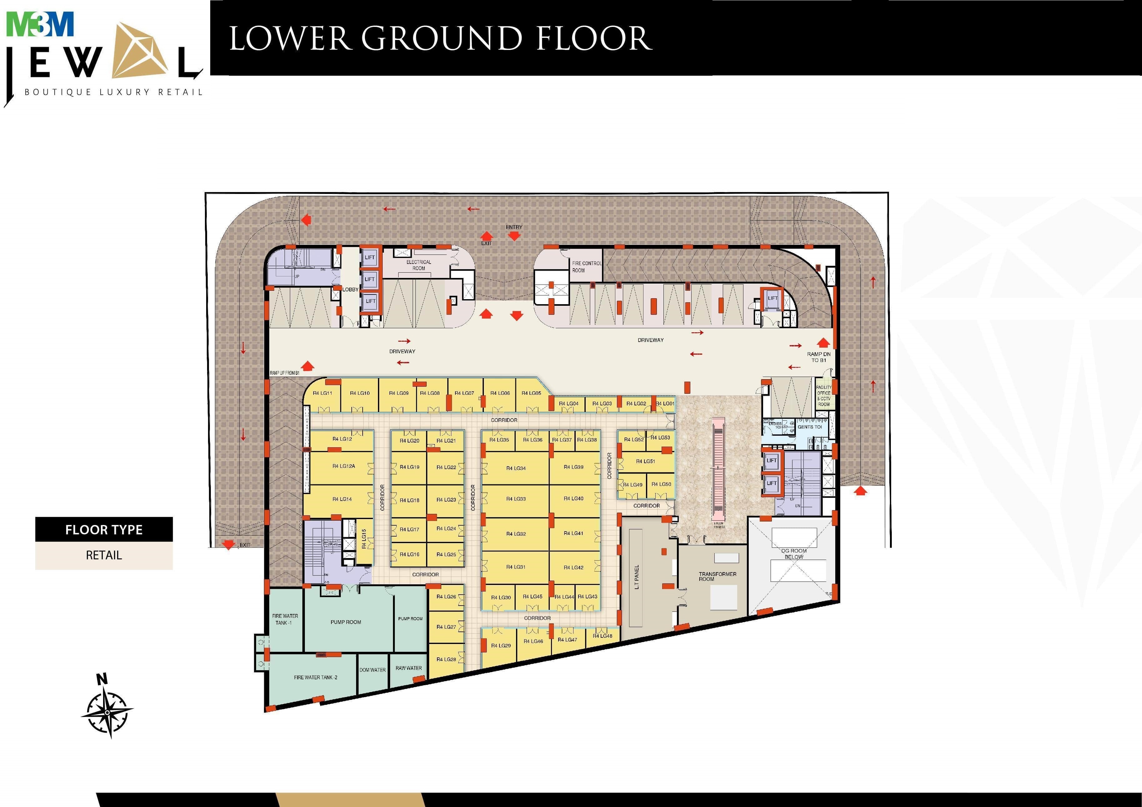 M3M Jewel Lower Ground Floor Plan
