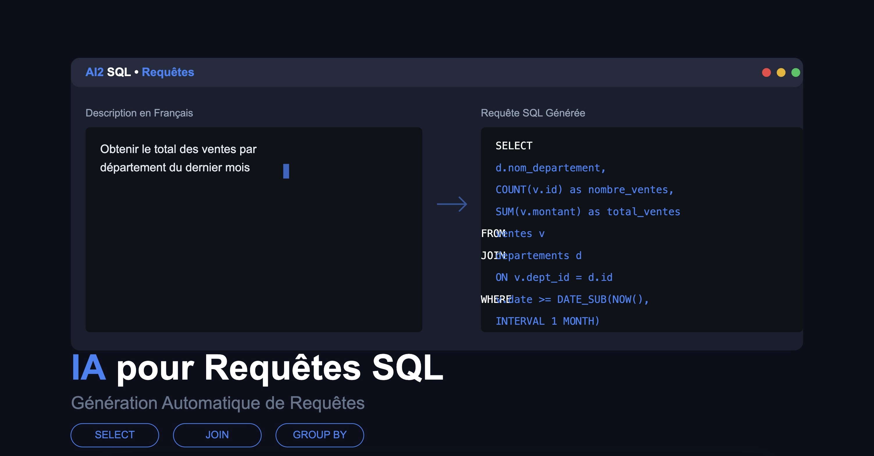  IA pour Requêtes SQL