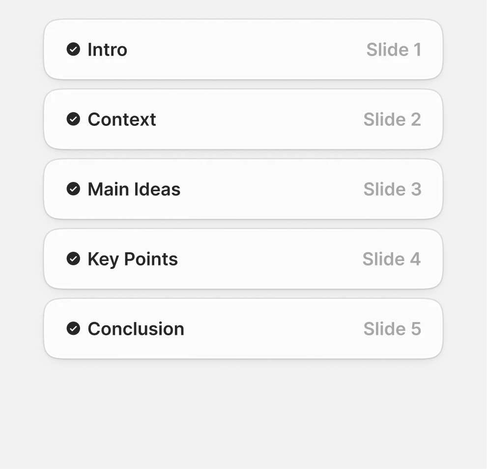 Presentations.AI interface showing an AI presentation generation workflow