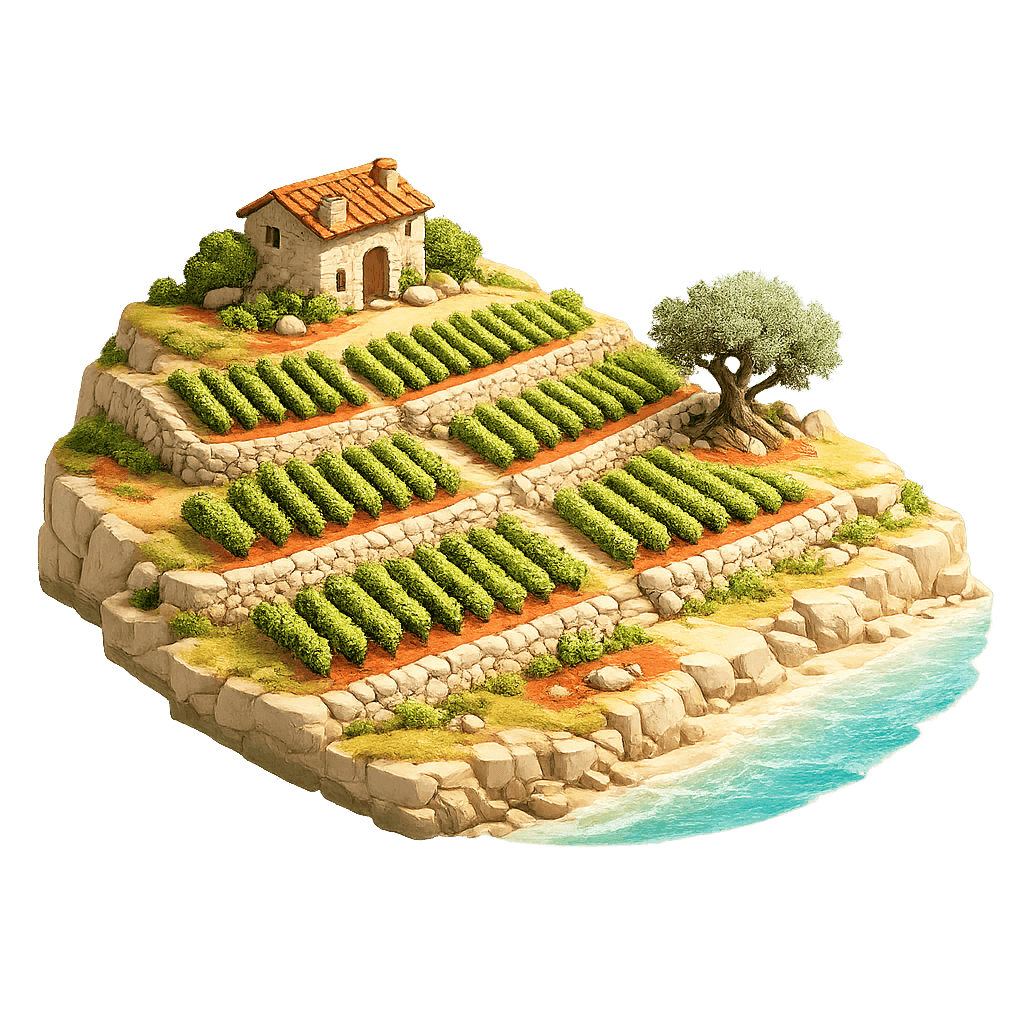 Artistic illustration of the Primorska wine region.