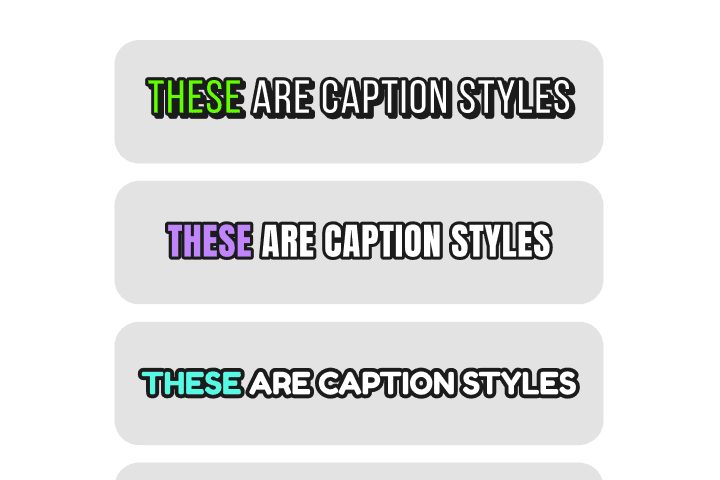 Caption styles from the caption generator