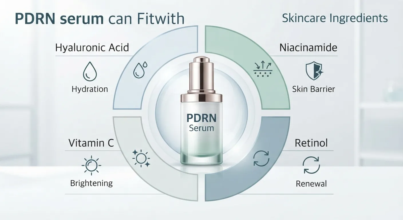 PDRN serum compatibility with common skincare ingredients including hyaluronic acid and retinol