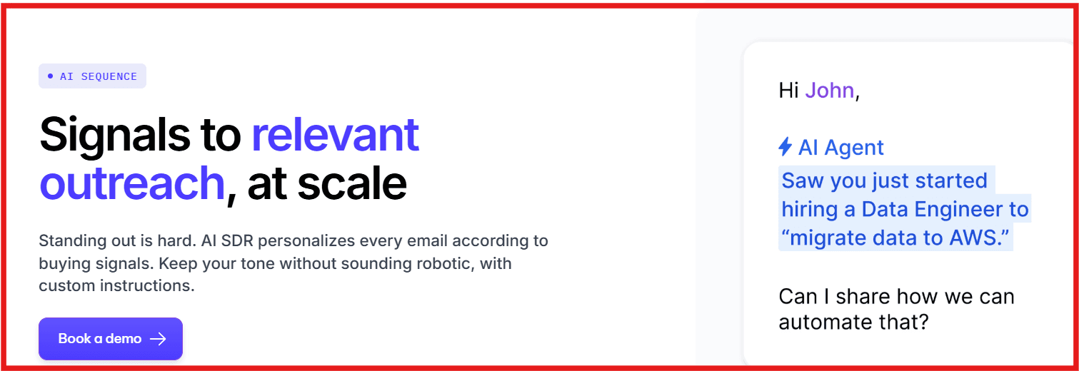 Coldreach AI SDR personalizes every email according to buying signals