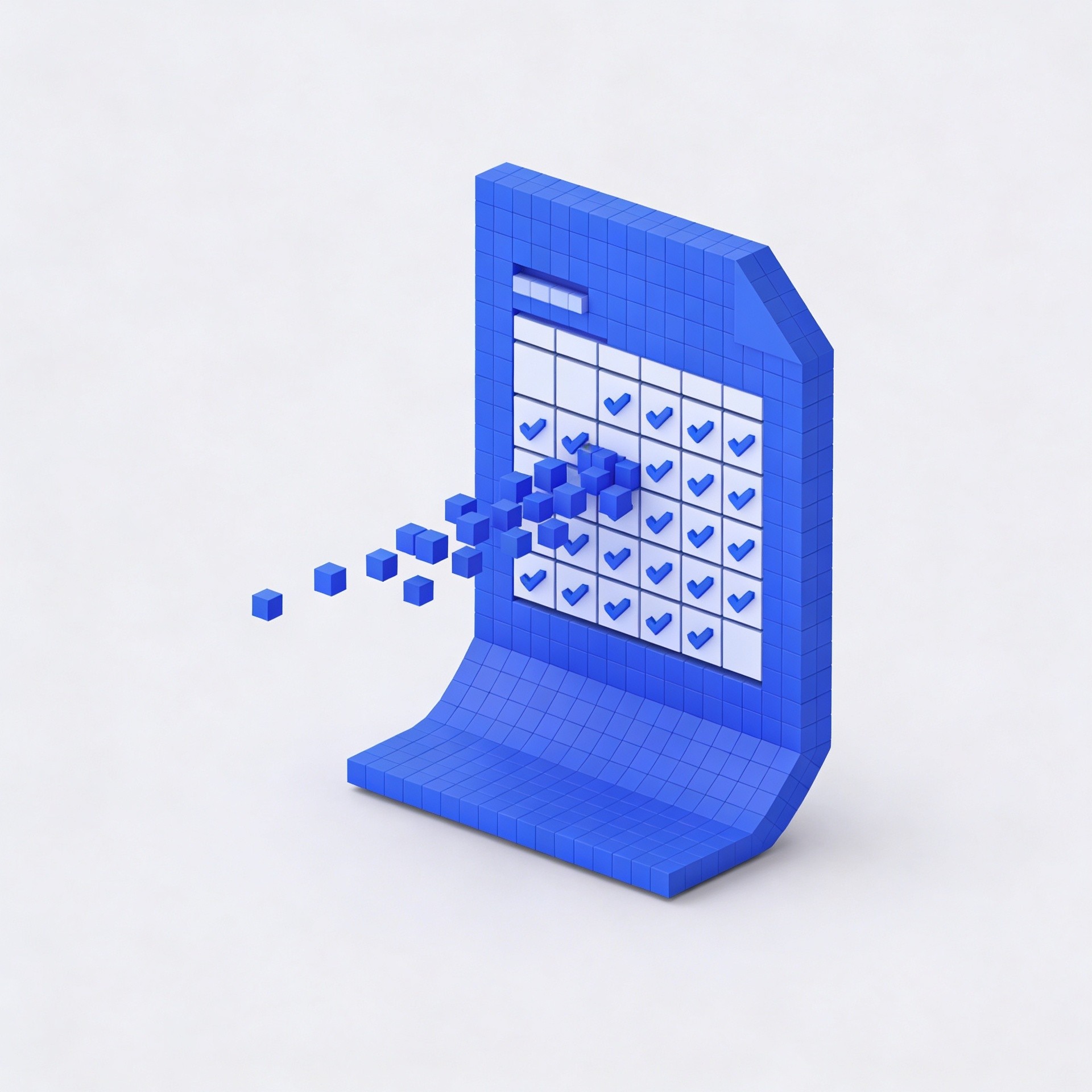 Blue voxel calendar symbolizing the writing habits of consistent creators