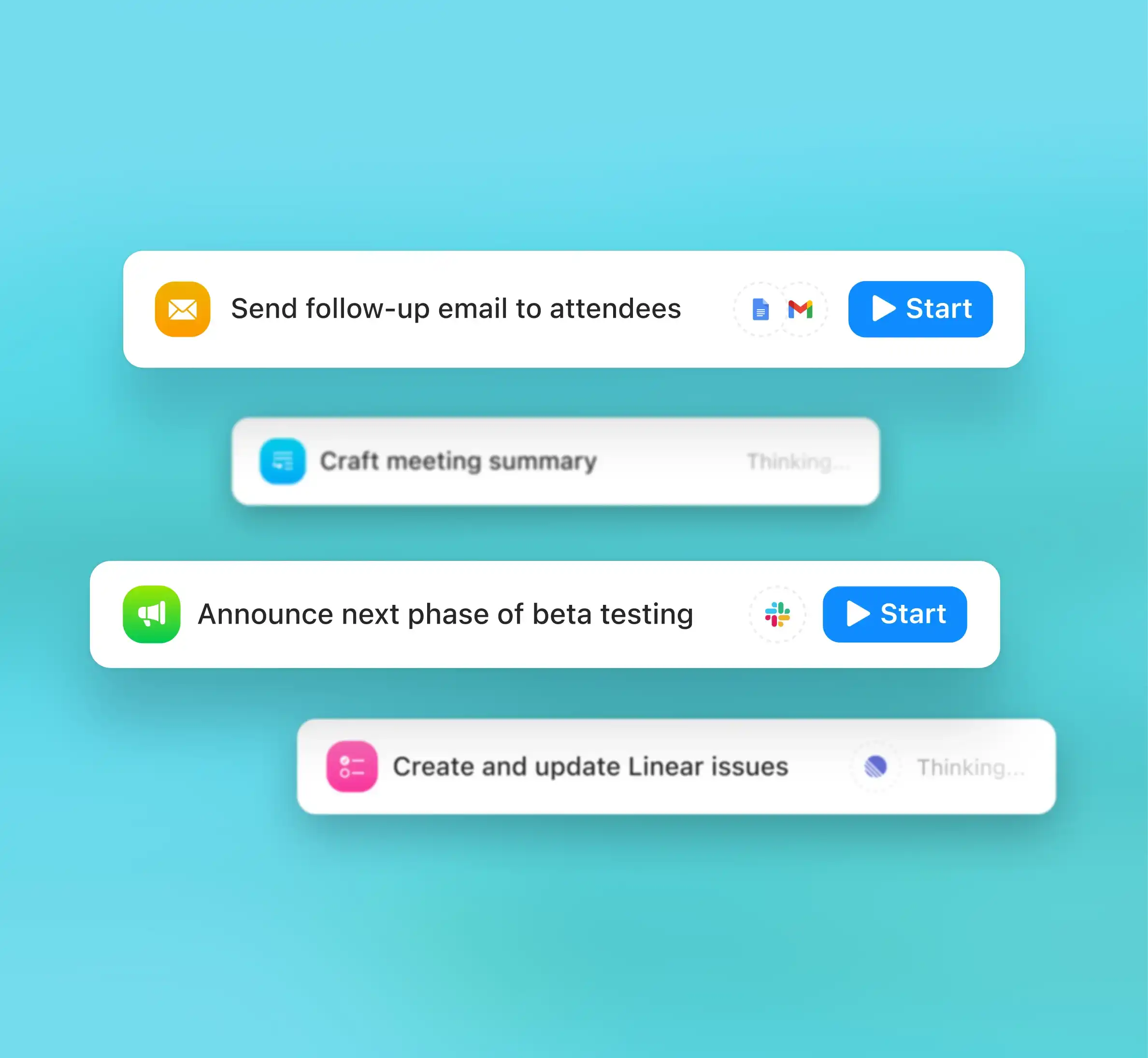 Radiant AI app suggesting next steps and instant actions beyond note-taking.
