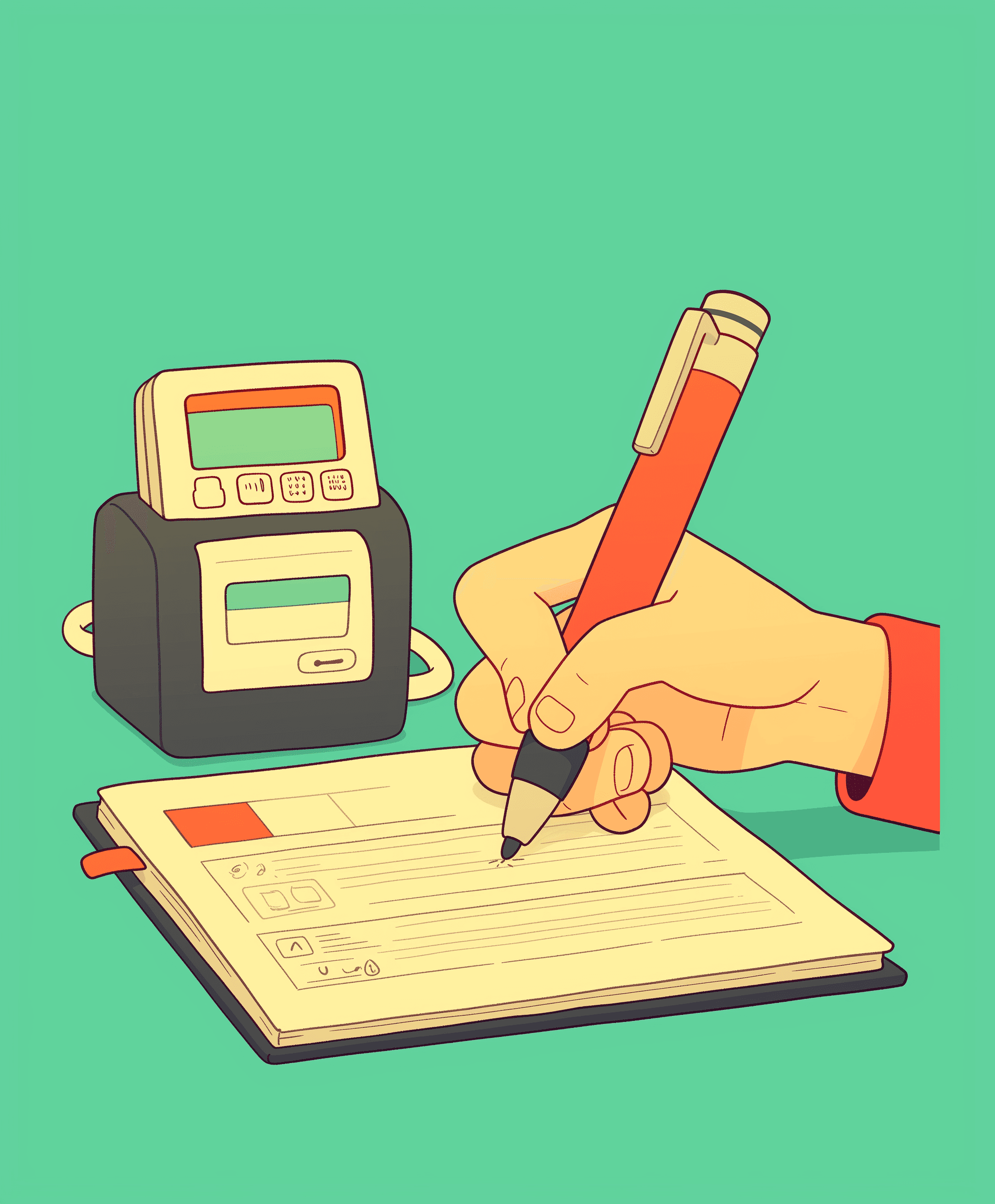 Person filling out a form