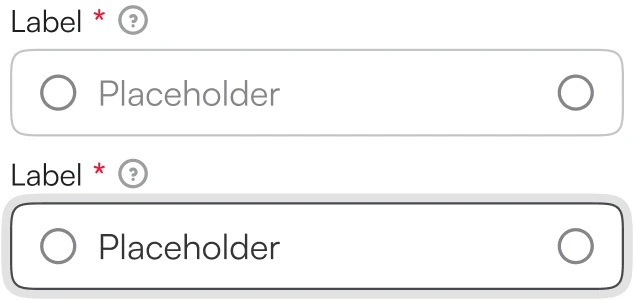 Minimalist text input field components with label and placeholder text, showing default and active states for forms.