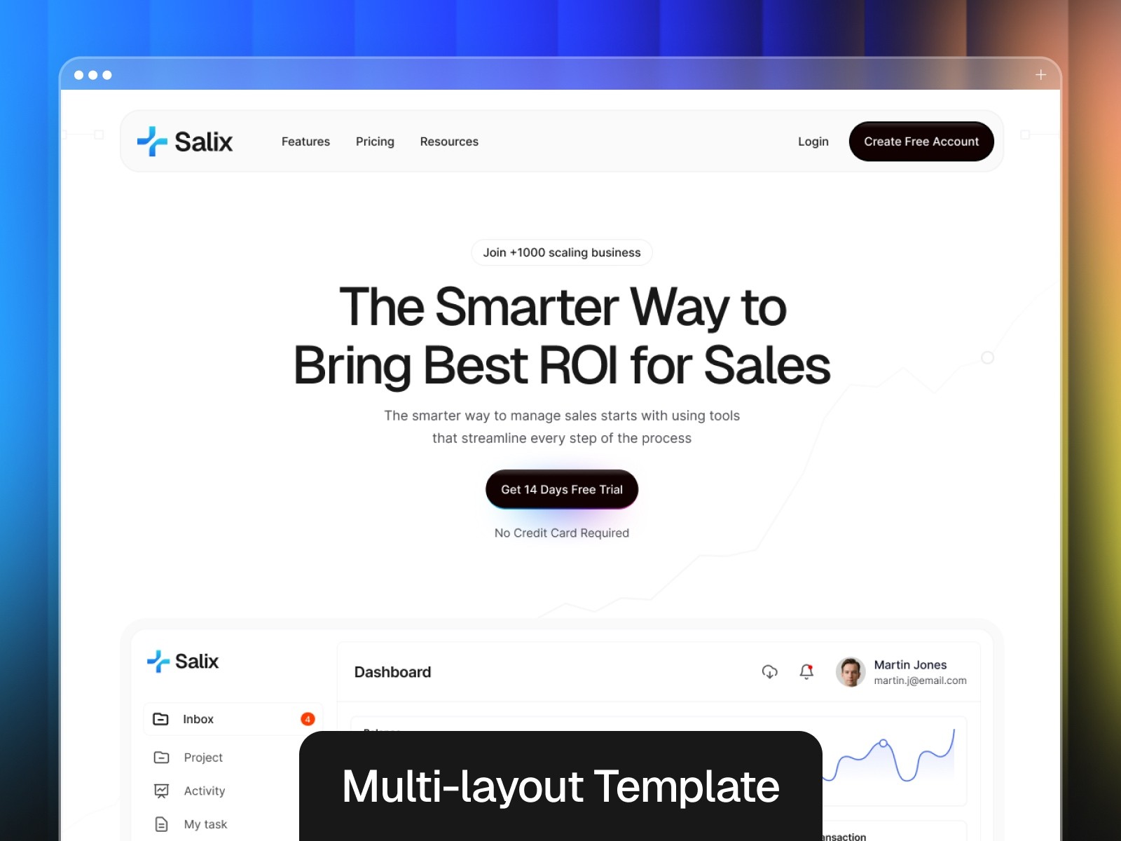 Saalix Framer SaaS template preview