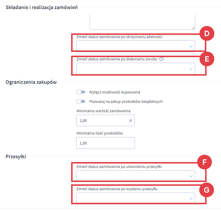 Automatyczna zmiana statusu zamówienia w ustawieniach Shoper