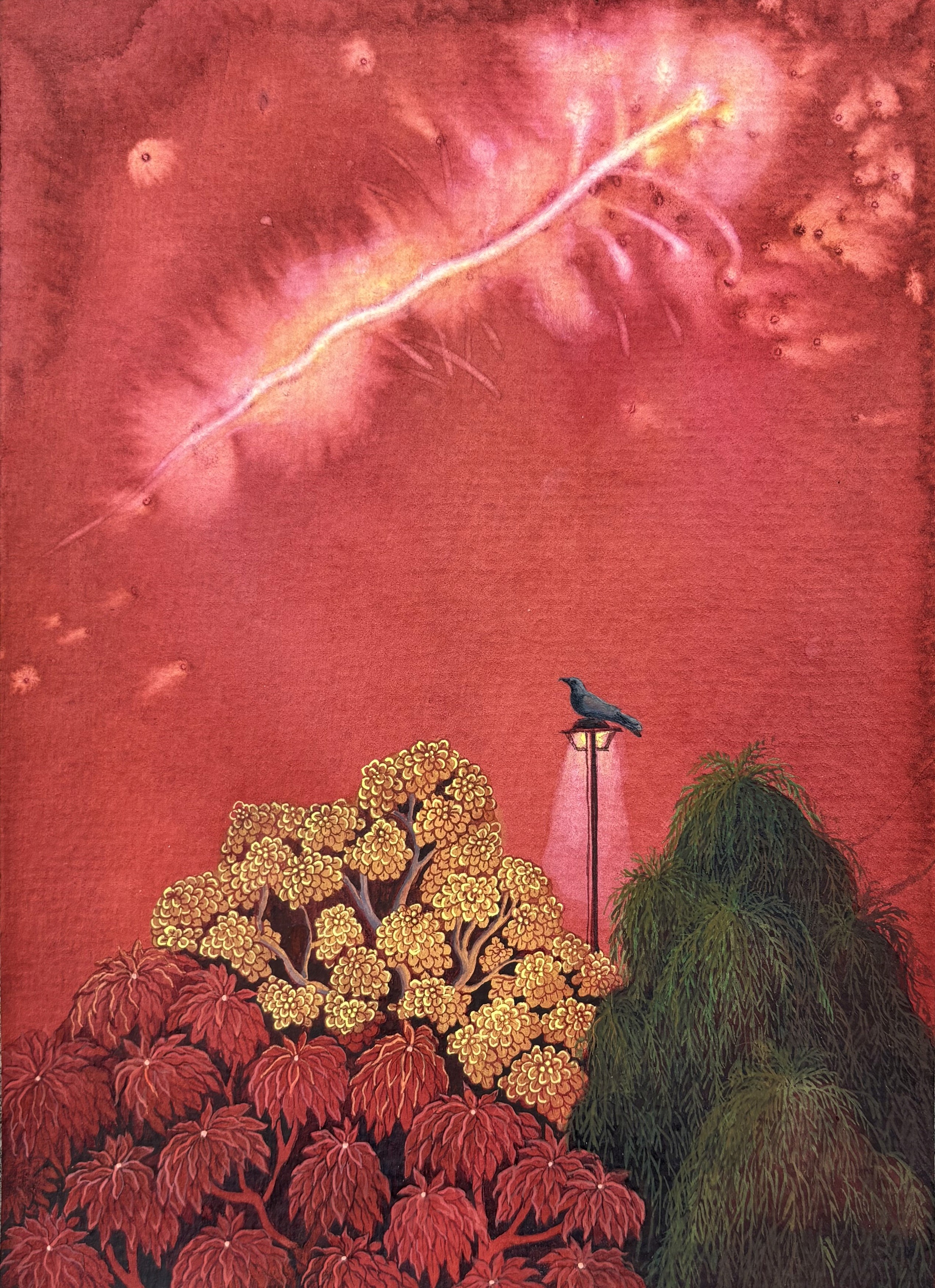 herd of sheep on road painting