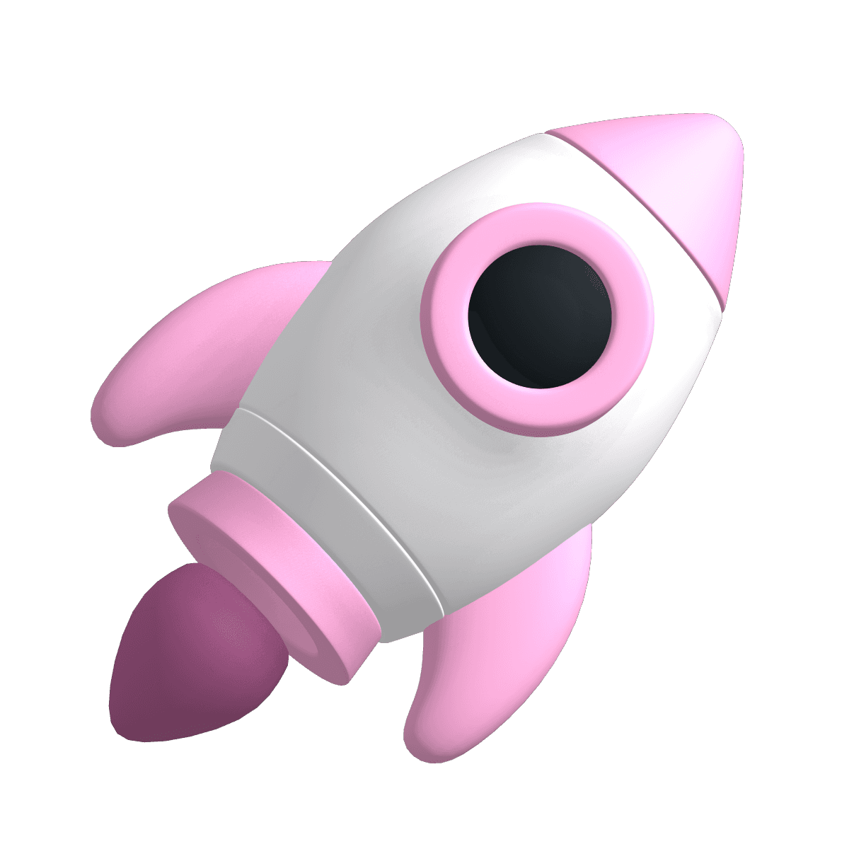 3D pink and white rocket icon symbolising campaign growth