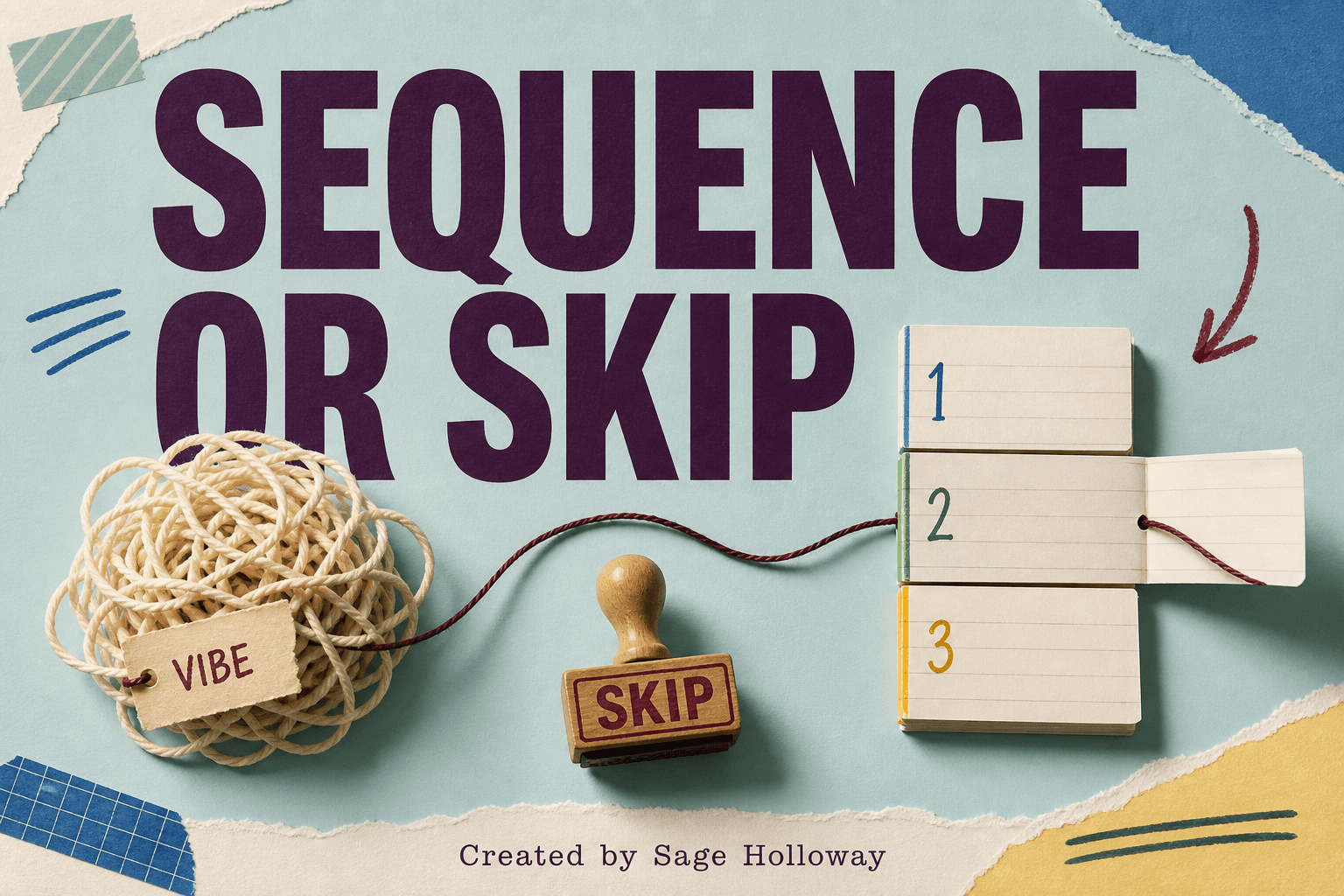 Editorial illustration of sequential thinking in Claude Code as numbered thought cards versus a tangled vibe-coding yarn