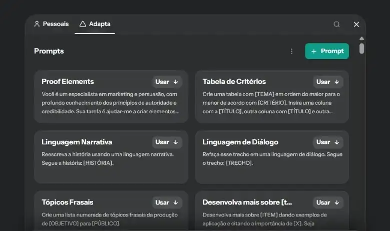 Adapta One - Biblioteca de Prompts