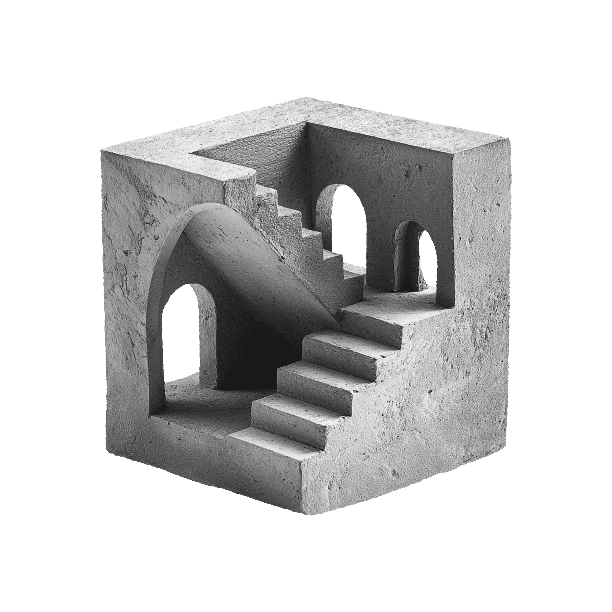 Index collection image, small plaster model simulation arches and stairs