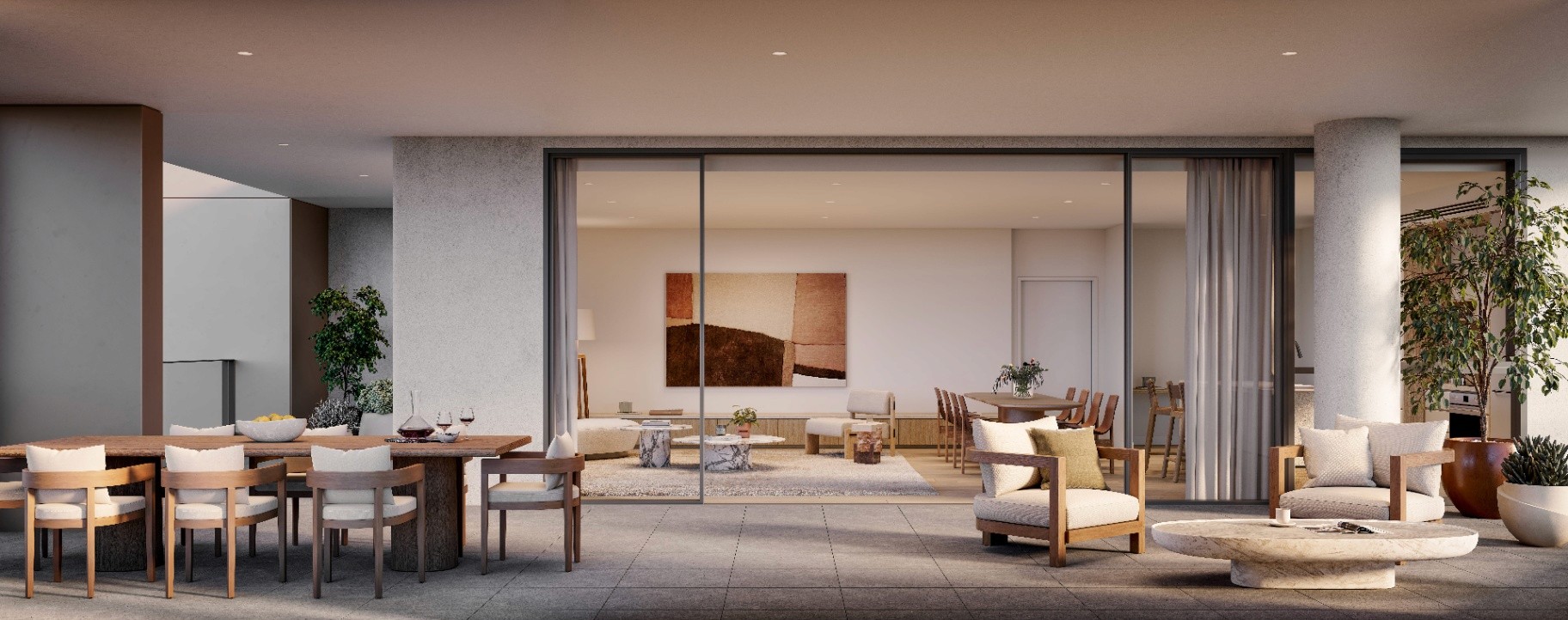 Generous private balcony at Cosmopolitan Parramatta designed for outdoor dining and entertaining with seamless indoor-outdoor flow.