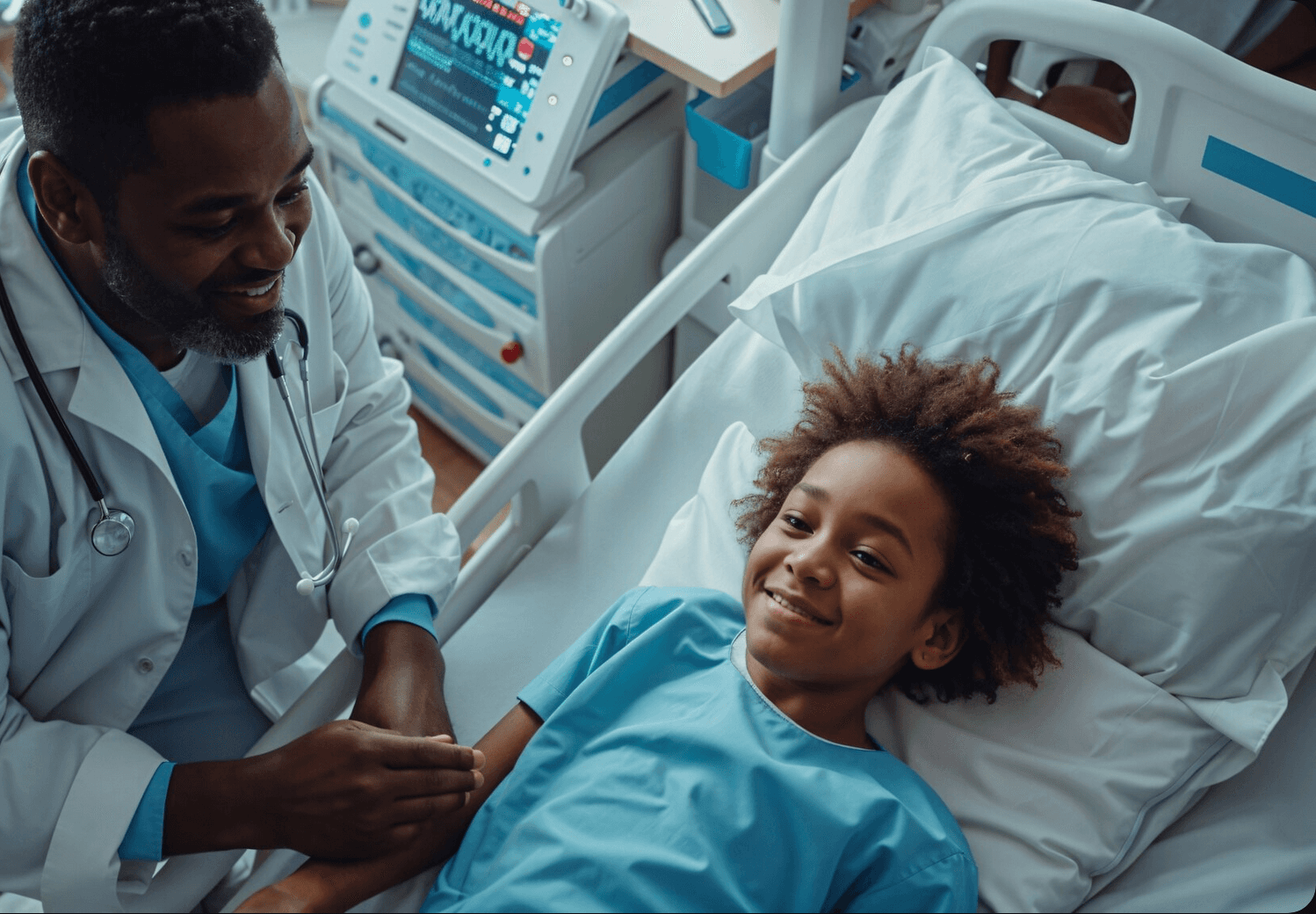 Two surgeons working in a hospital with the hands of a human heart
