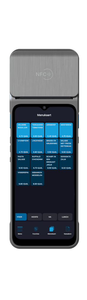 Handheld kassasysteem voor restaurants en cafés: flexibele bediening, snelle bestellingen en efficiënte communicatie met de keuken.