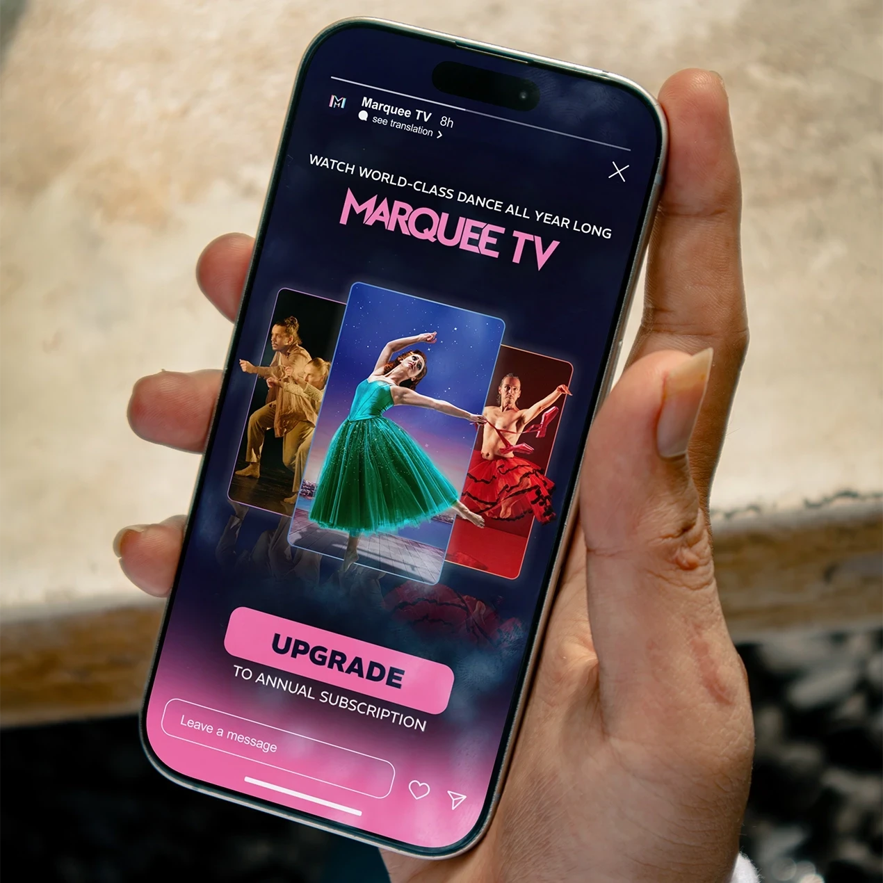 Marquee TV ad shown on iphone