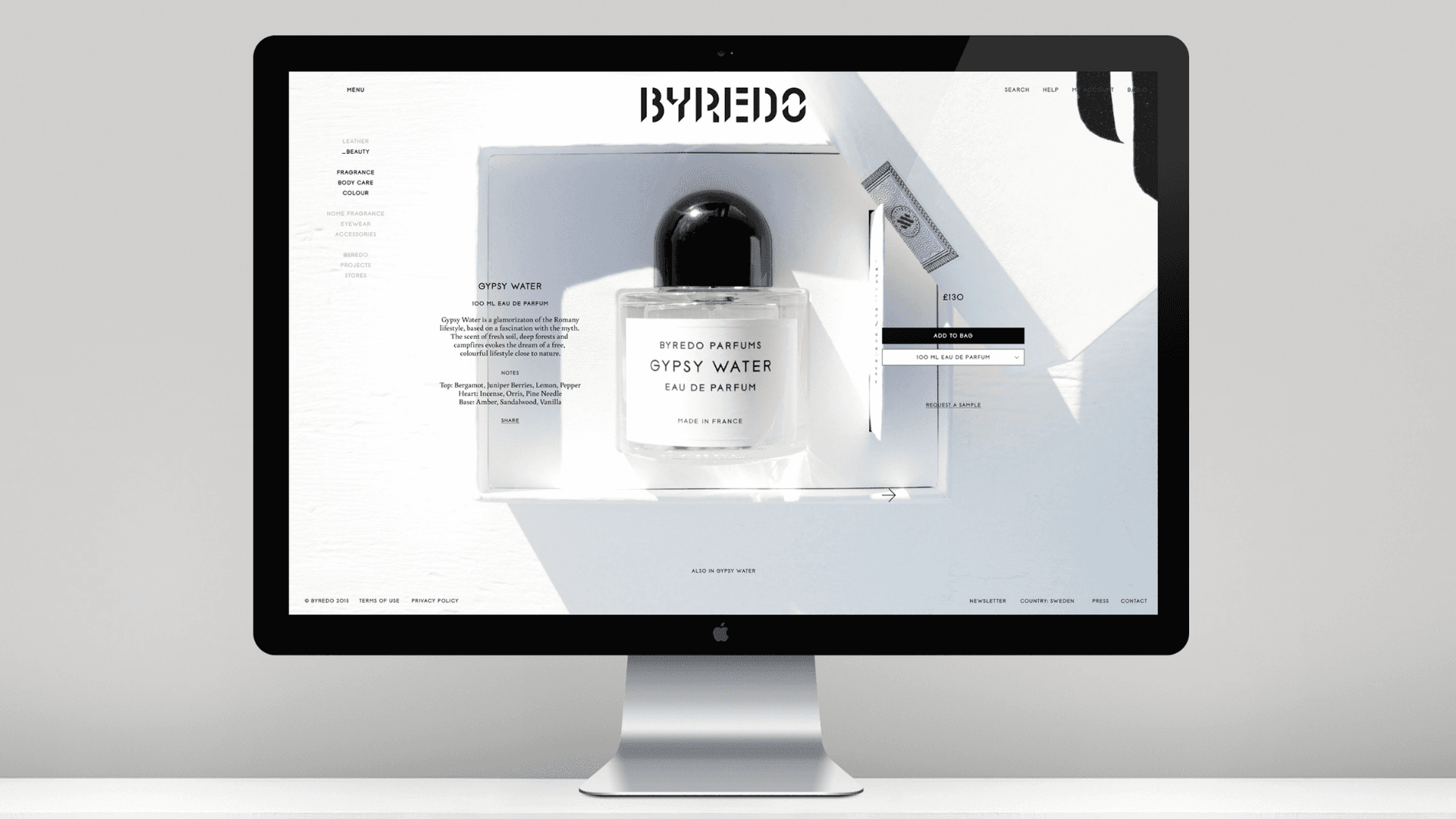 Byredo website on desktop