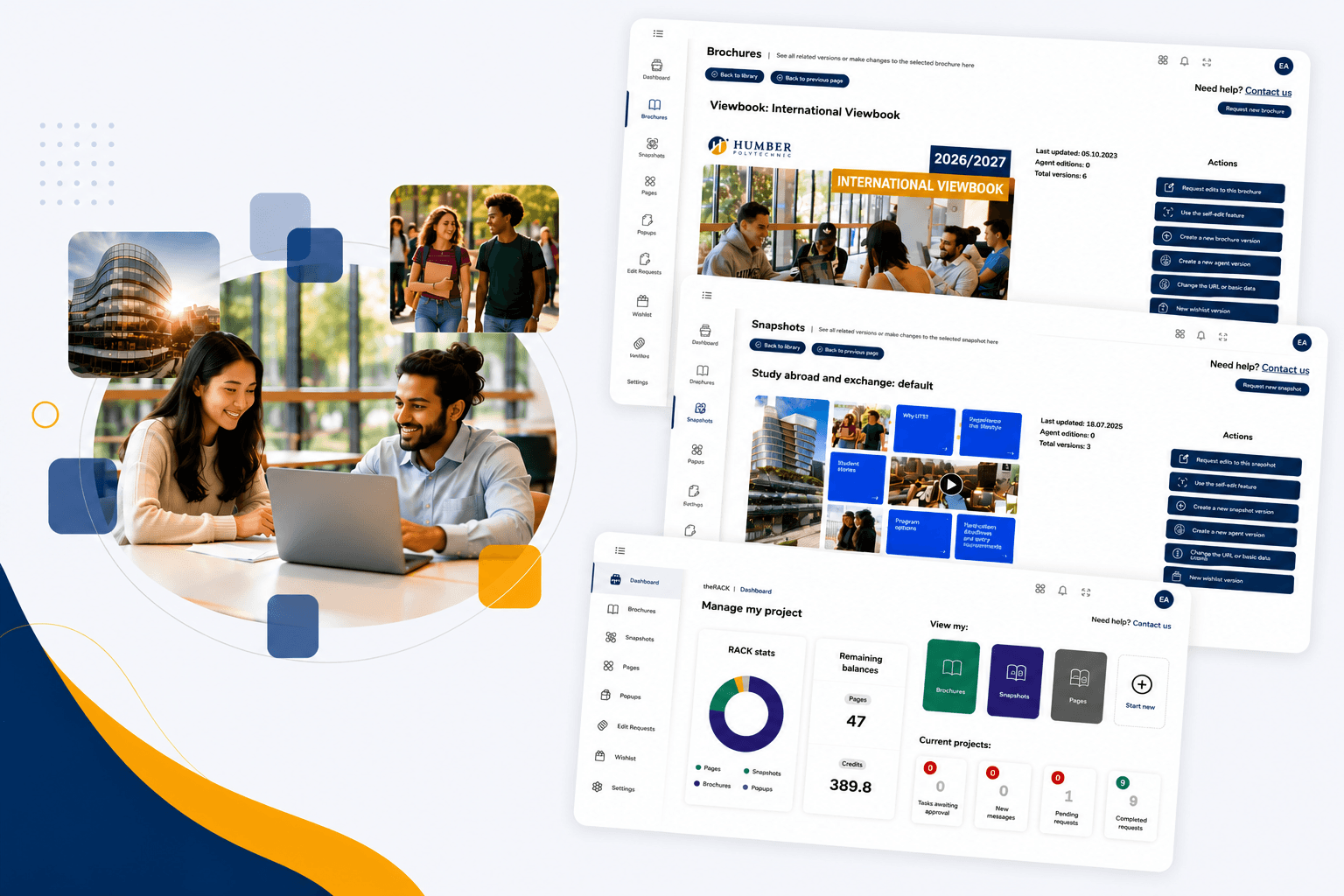 Business dashboard showing revenue, deals, customer list, growth chart, and new activity. 