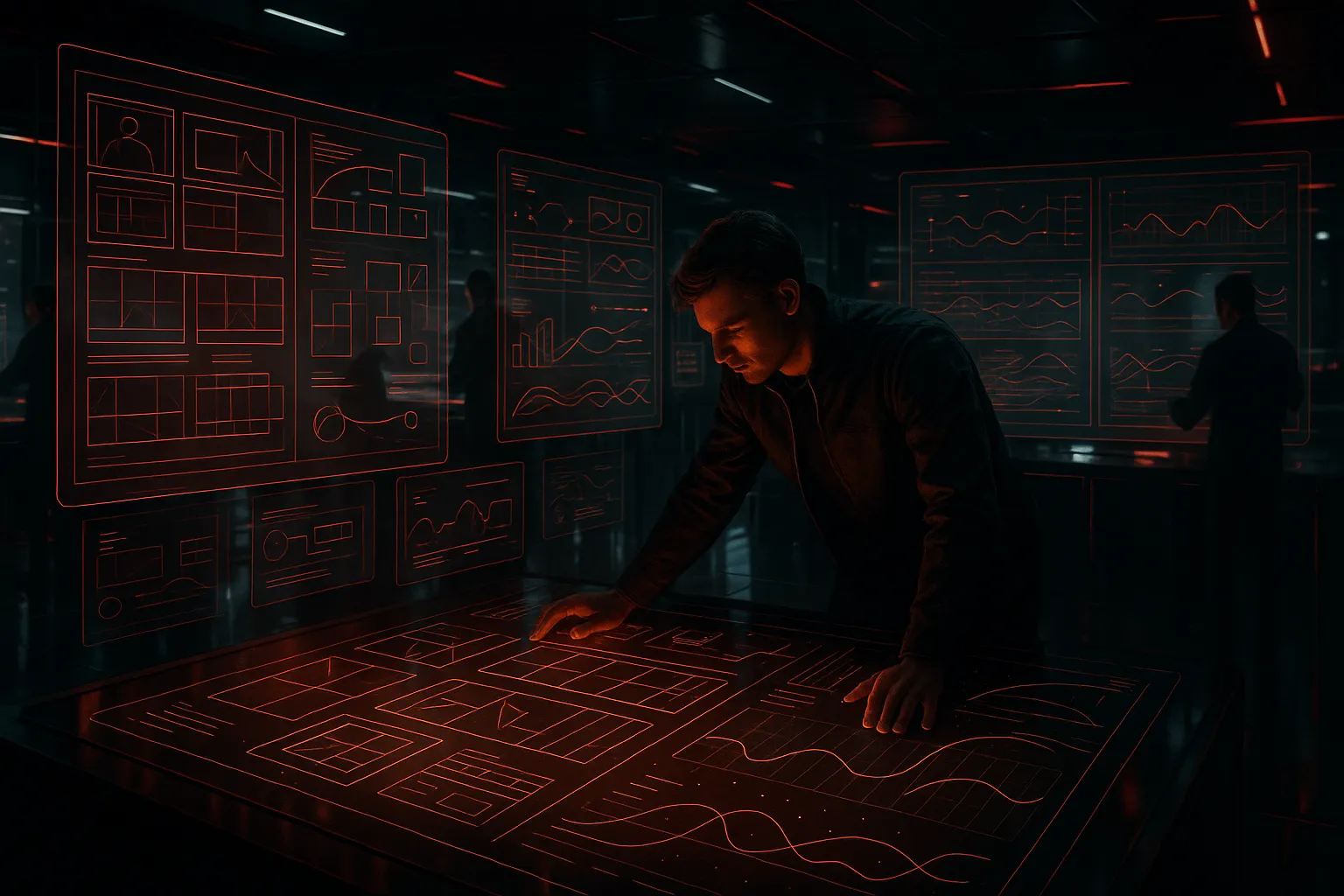 Person analyzing digital graphs on a screen at RockN' Socials Digital Marketing Agency.