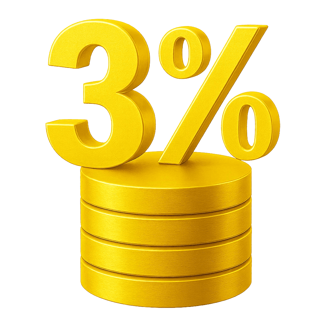 3D blue icon of a prohibition symbol on top of a stack of coins