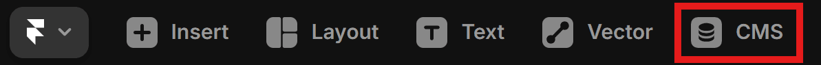 Screenshot showing how to access the CMS in Framer