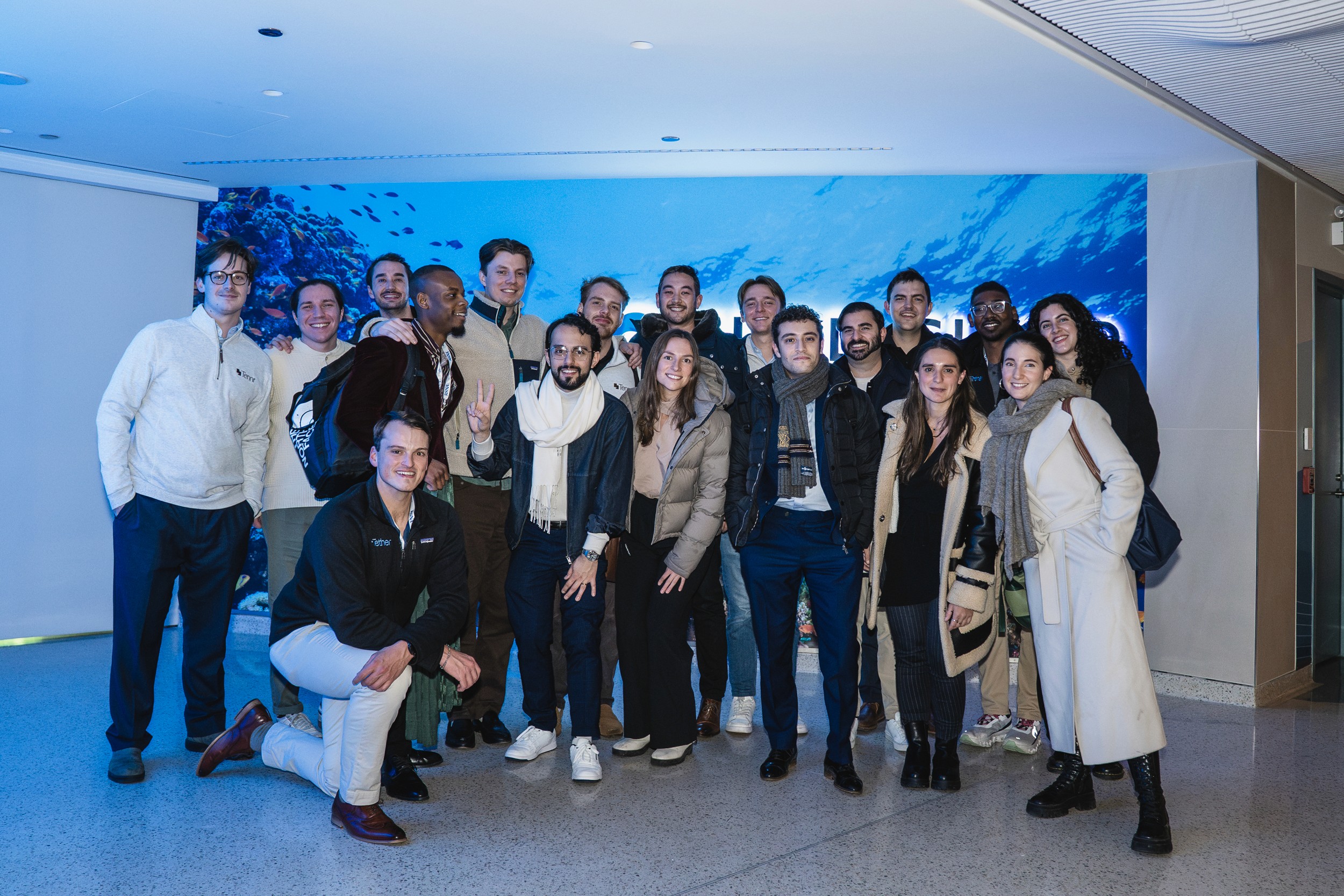 Group photo of attendees from Tether Supervision, Tennr, and Mecha Health during an RSNA 2025 event, highlighting collaboration among radiology, AI, and healthcare operations teams