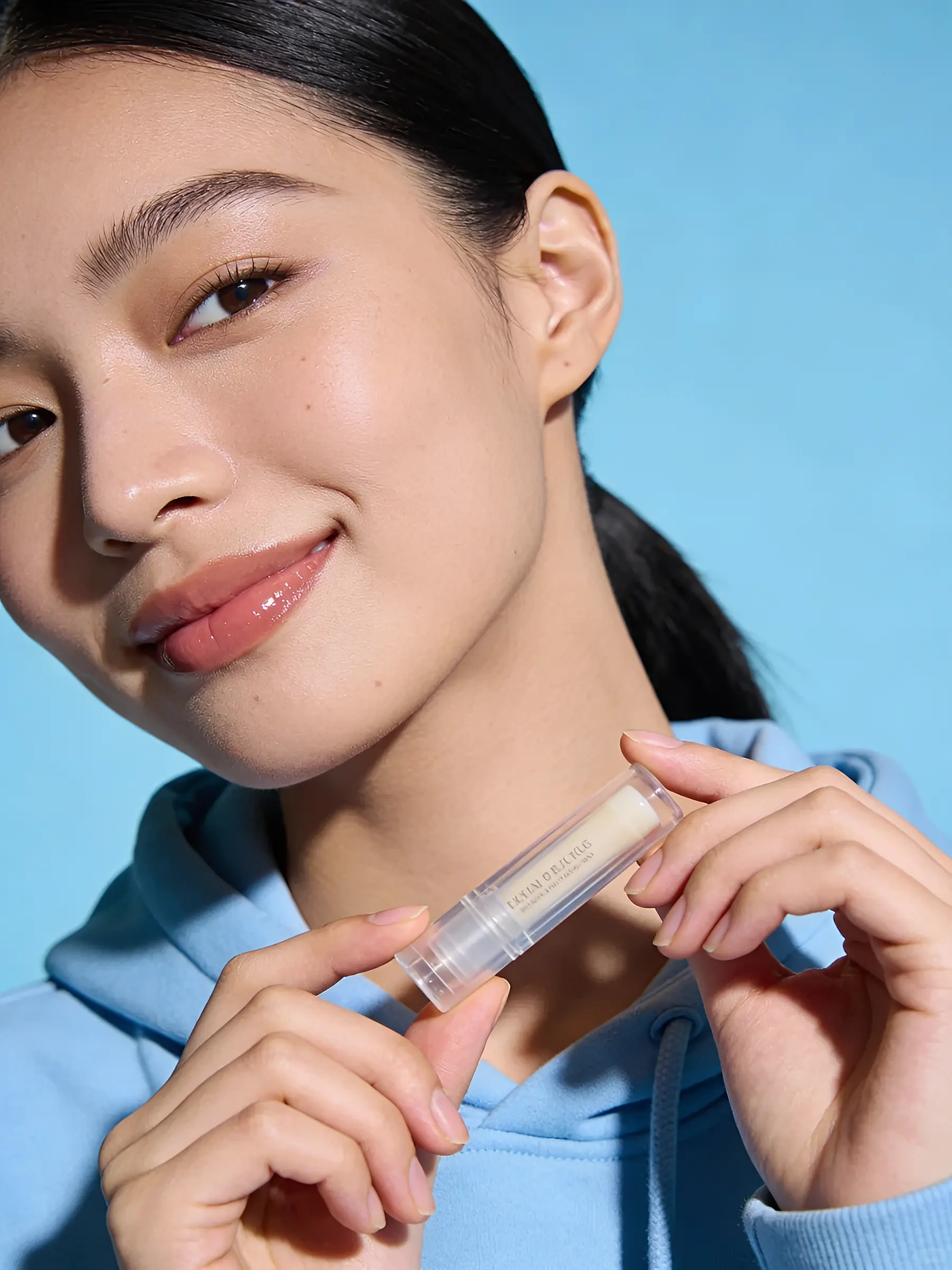 Woman showcasing beauty product