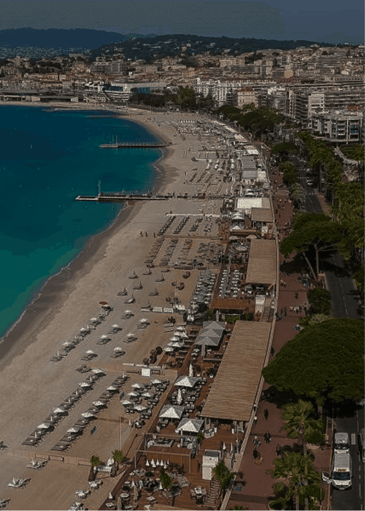 Vue aerienne sur la croisette à Cannes