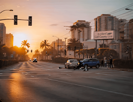 car accident scene in soith florida