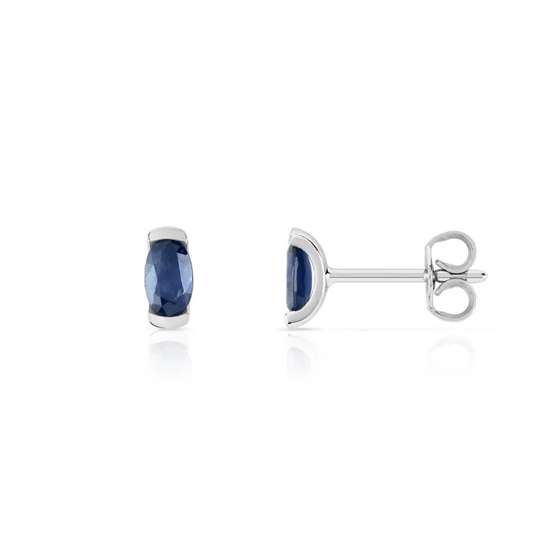 Boucles d'oreilles en or blanc 750 sertie de saphirs
