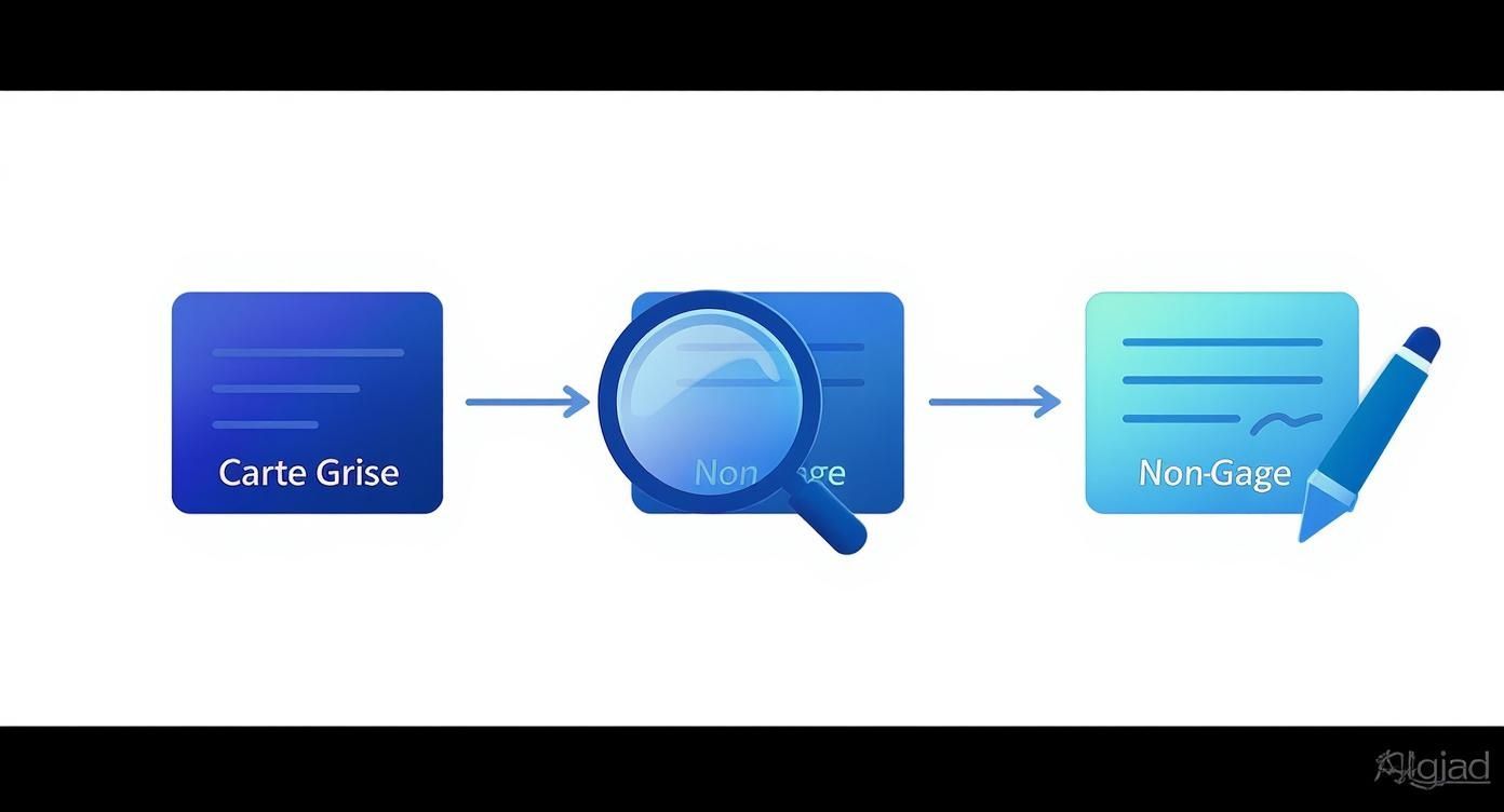 Une illustration du processus d'obtention d'un certificat de non-gage pour une carte grise.