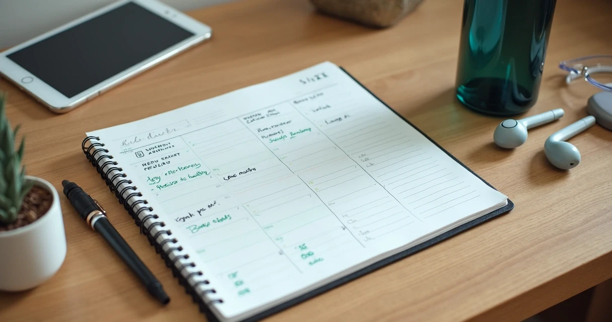 Agenda com marcações para rotina e exercícios online