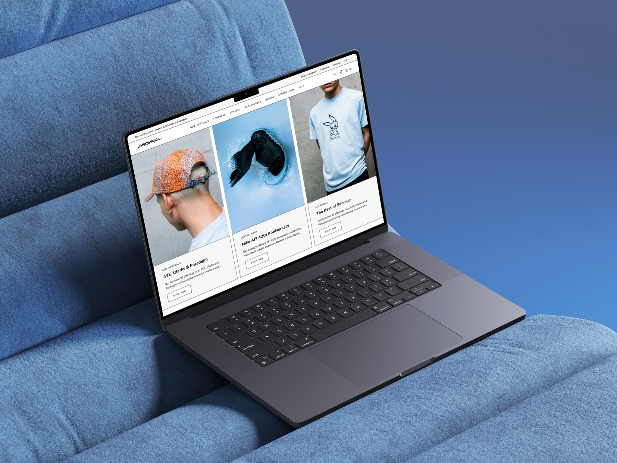 a mockup of deadstock.ca homepage