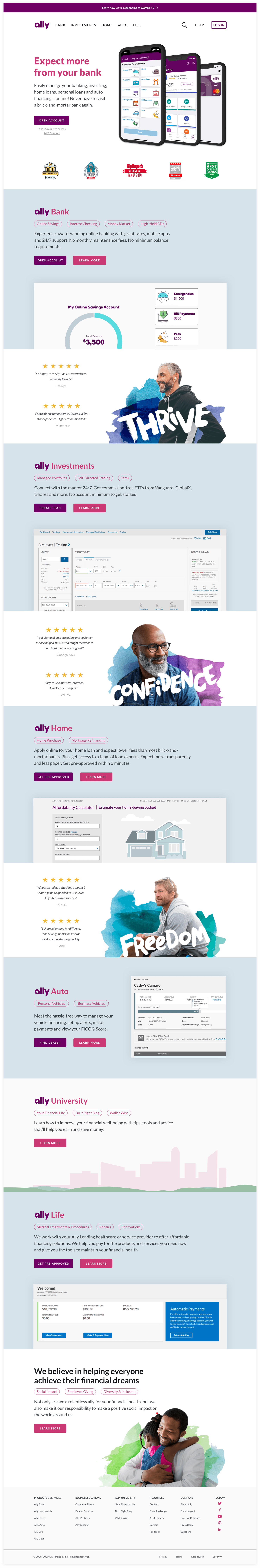 Completed Ally Financial homepage redesign
