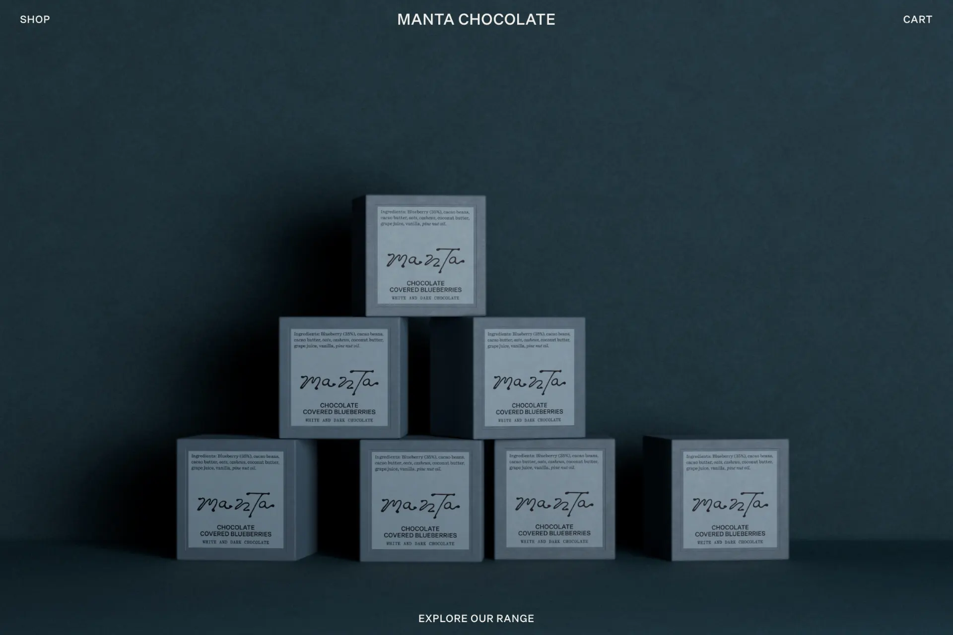 Screenshot of Manta Chocolate website