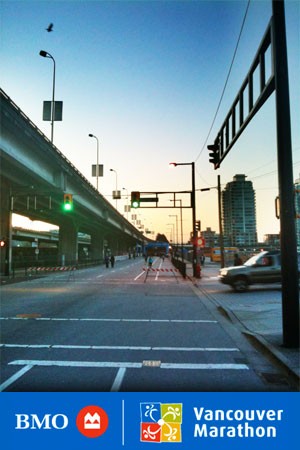 James Koole at the start line of the BMO Vancouver Marathon, early morning, May 1, 2011.