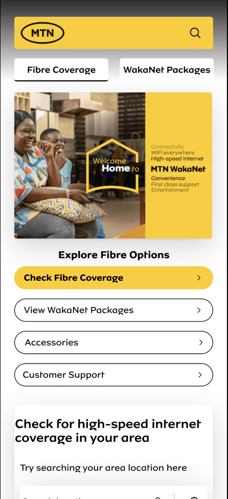 Product listing displaying a how to buy Wakanet fiber bundle on mobile responsive screen