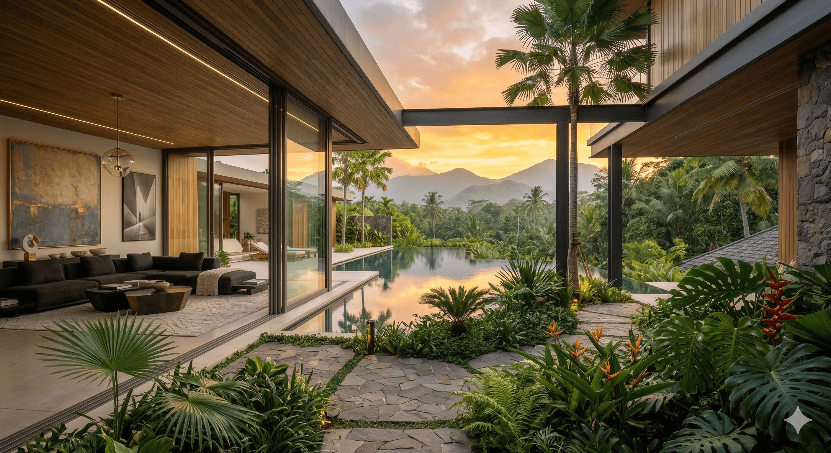 a patio with a couch and a table in it