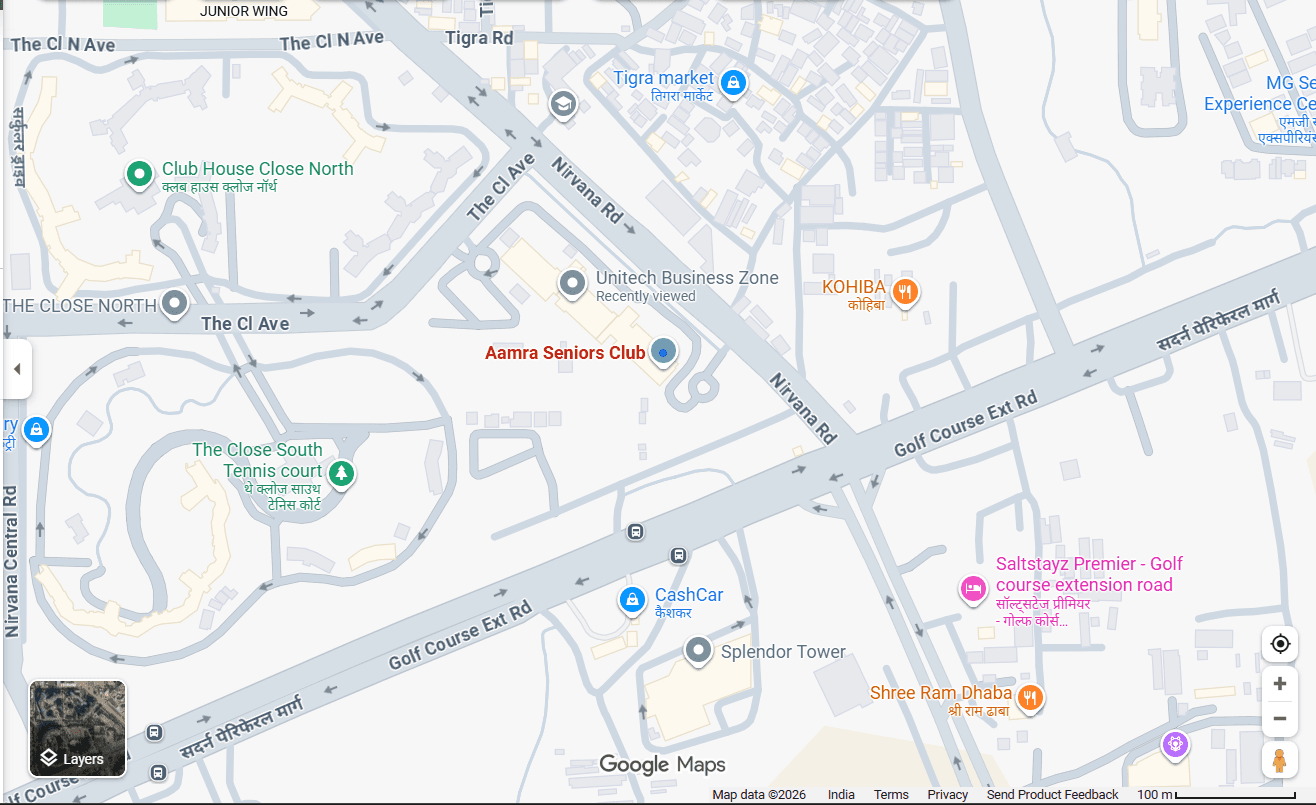 Map for location of Aamra Seniors Club in Qutub Plaza, DLF Phase 1, Gurgaon