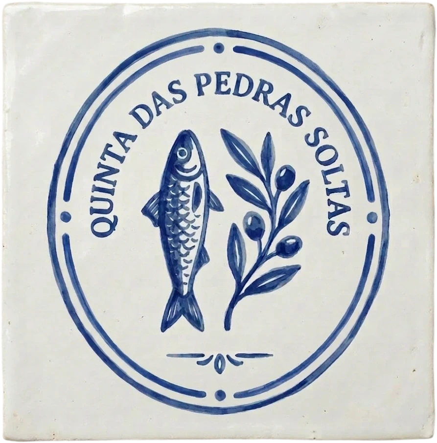 Quinta das Pedras Soltas painted tile logo — back to top
